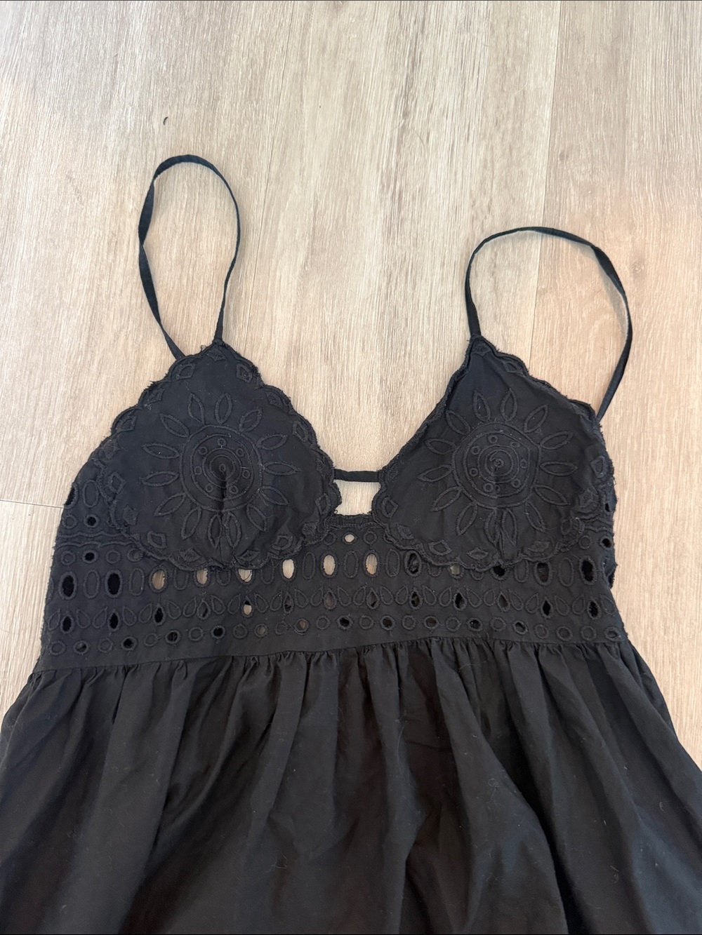 Zara Black Eyelet Lace Maxi Dress Medium - Picture 3 of 4